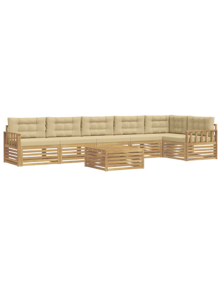 Set di divani da esterno con cuscino 7 pcs Bianco e Beige