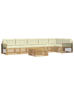 Set di divani da esterno con cuscino 7 pcs Bianco e Crema 2