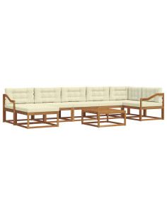 Set di divani da esterno con cuscino 8 pcs Naturale e Crema 2
