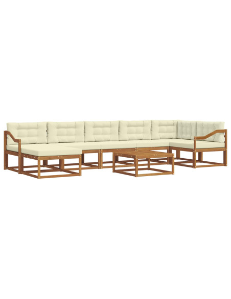 Set di divani da esterno con cuscino 8 pcs Naturale e Crema