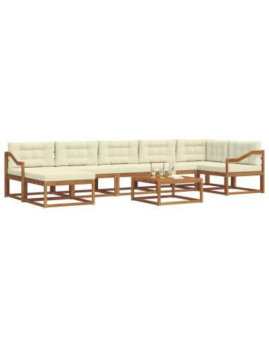 Set di divani da esterno con cuscino 8 pcs Naturale e Crema