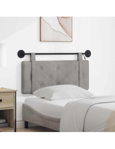 Testiera sospesa Con luce LED Grigio Chiaro Velluto