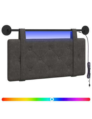 Testiera sospesa Con luce LED Nero PU Antico