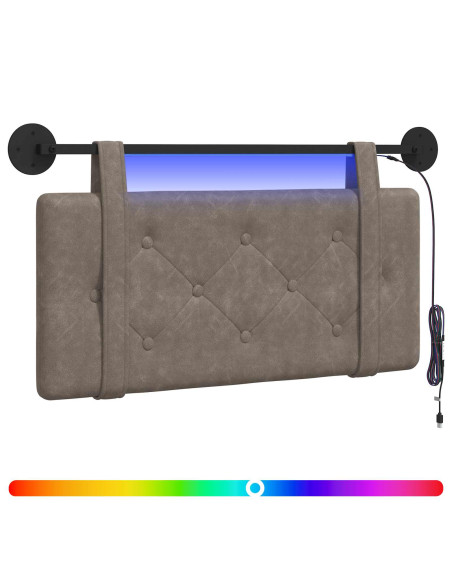 Testiera sospesa Con luce LED Grigio PU Antico