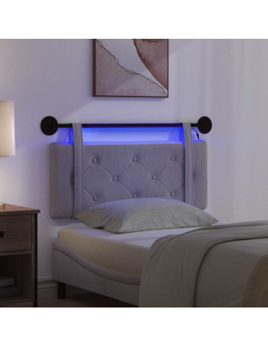 Testiera sospesa Con luce LED Grigio Chiaro Velluto