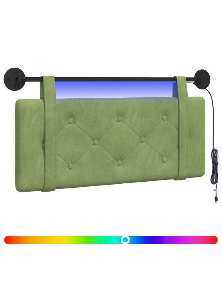 Testiera sospesa Con luce LED Verde chiaro Velluto