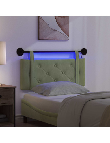 Testiera sospesa Con luce LED Verde chiaro Velluto