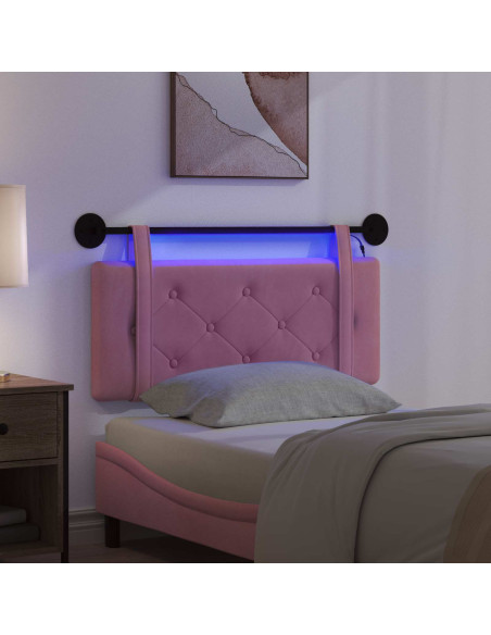 Testiera sospesa Con luce LED Rosa Velluto