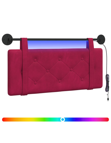 Testiera sospesa Con luce LED Rosso Vino Velluto