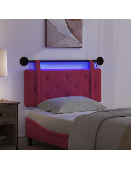 Testiera sospesa Con luce LED Rosso Vino Velluto