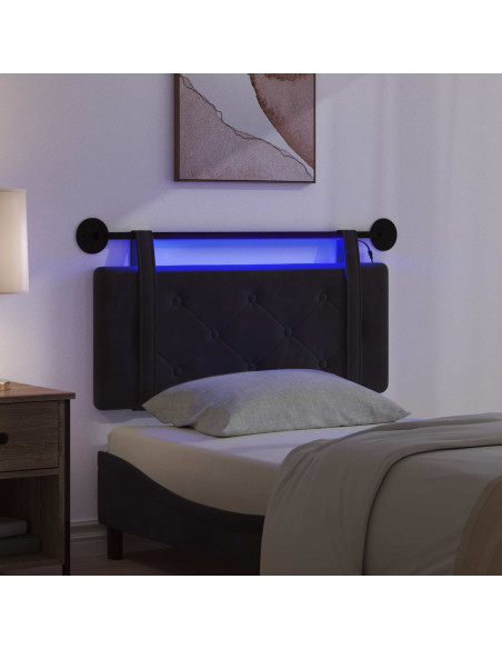 Testiera sospesa Con luce LED Nero Velluto