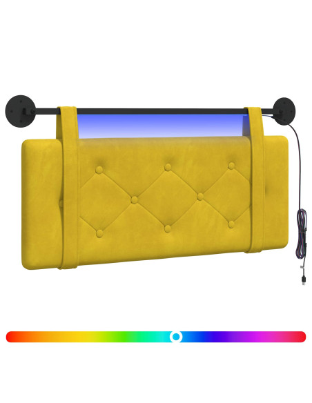Testiera sospesa Con luce LED Giallo Velluto