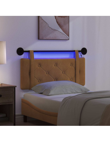 Testiera sospesa Con luce LED Marrone Velluto