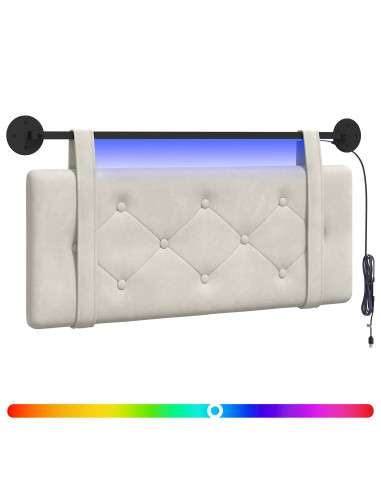 Testiera sospesa Con luce LED Crema Velluto