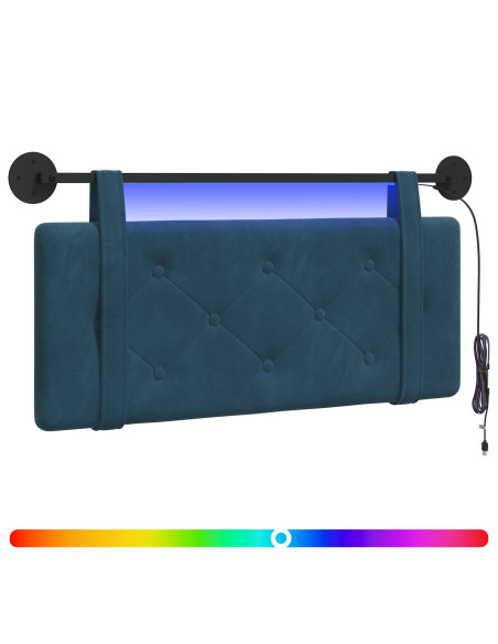 Testiera sospesa Con luce LED Blu Velluto