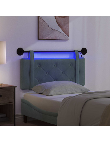 Testiera sospesa Con luce LED Verde Mare Velluto