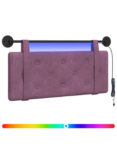 Testiera sospesa Con luce LED Viola Velluto