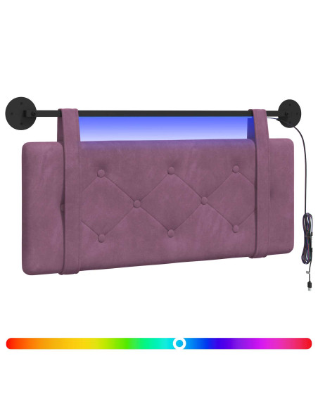 Testiera sospesa Con luce LED Viola Velluto