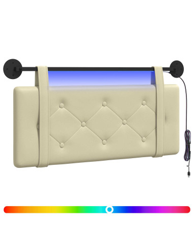 Testiera sospesa Con luce LED Crema Similpelle