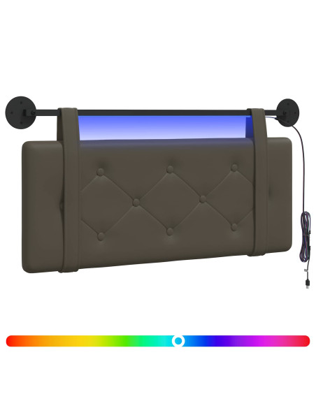 Testiera sospesa Con luce LED Grigio Similpelle