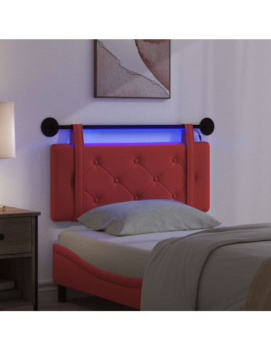Testiera sospesa Con luce LED Rosso Similpelle