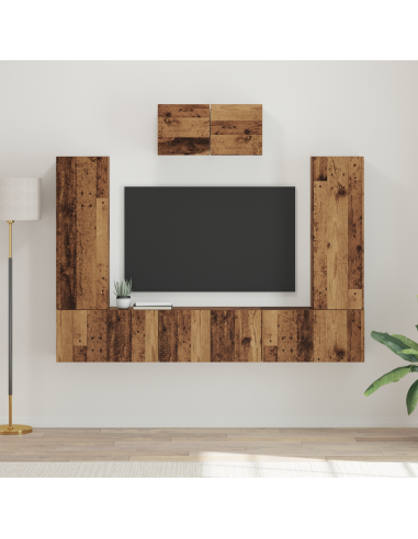 Set mobile TV 7 pcs Legno vecchio Legno multistrato