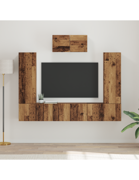 Set mobile TV 7 pcs Legno vecchio Legno multistrato