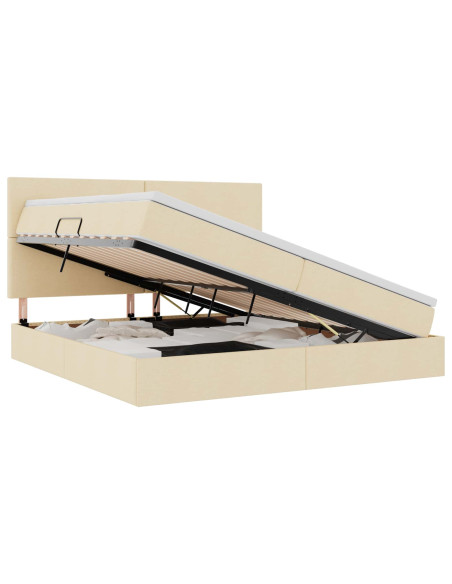 Letto con contenitore e materasso Crema 200 x 200 cm Poliestere