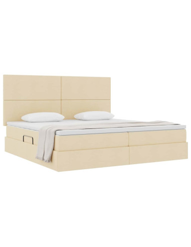 Letto con contenitore e materasso Crema 200 x 200 cm Poliestere