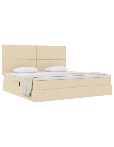 Letto con contenitore e materasso Crema 200 x 200 cm Poliestere