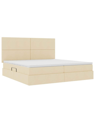 Letto con contenitore e materasso Crema 200 x 200 cm Poliestere
