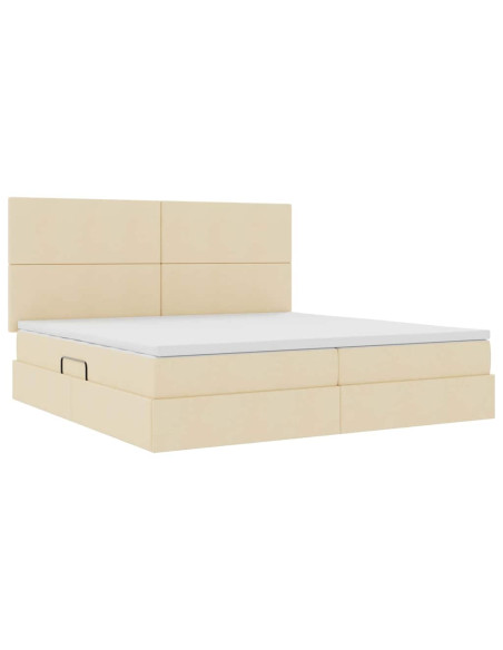 Letto con contenitore e materasso Crema 200 x 200 cm Poliestere