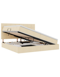 Letto con contenitore e materasso Crema 200 x 200 cm Poliestere 2