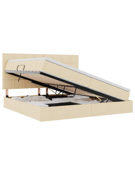 Letto con contenitore e materasso Crema 200 x 200 cm Poliestere