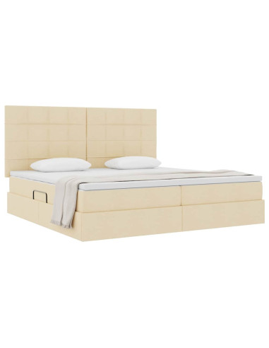 Letto con contenitore e materasso Crema 200 x 200 cm Poliestere