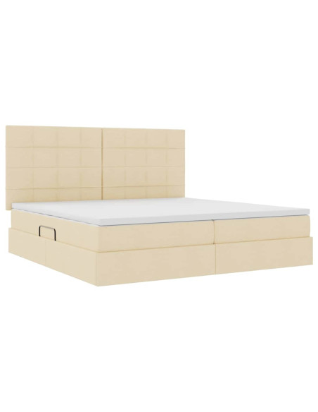 Letto con contenitore e materasso Crema 200 x 200 cm Poliestere
