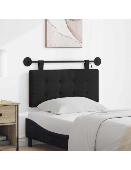 Testiera sospesa Con luce LED Nero Tessuto
