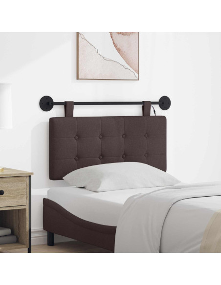 Testiera sospesa Con luce LED Marrone Scuro Tessuto