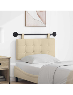 Testiera sospesa Con luce LED Crema Tessuto