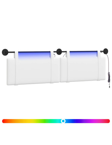 Testiera sospesa Con luce LED Bianco Tessuto