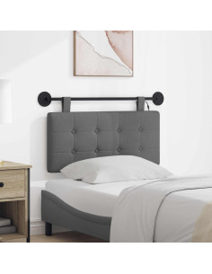 Testiera sospesa Con luce LED Grigio Scuro Tessuto