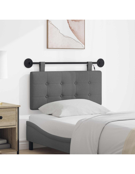 Testiera sospesa Con luce LED Grigio Scuro Tessuto