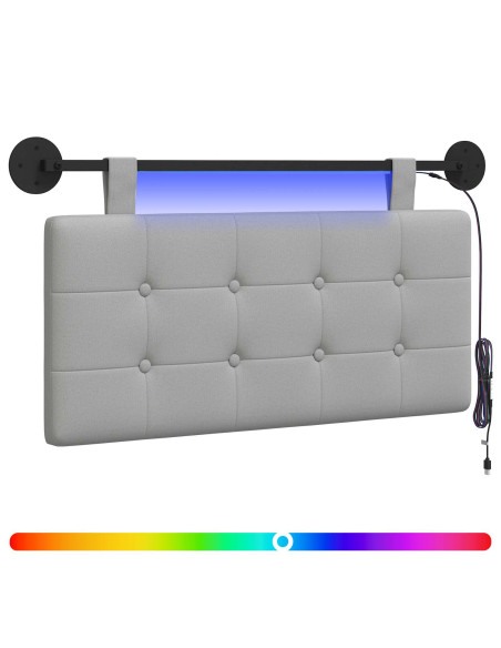 Testiera sospesa Con luce LED Grigio Nuvola Tessuto