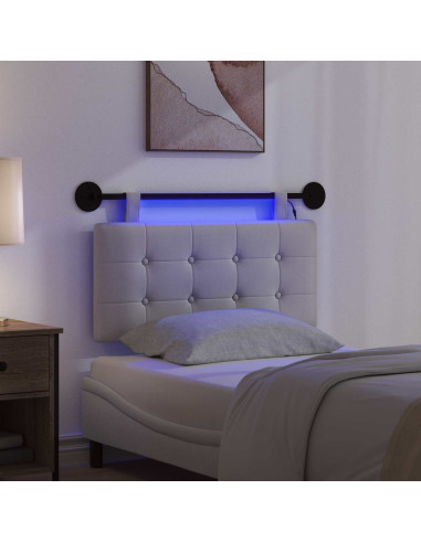 Testiera sospesa Con luce LED Grigio Nuvola Tessuto