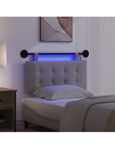 Testiera sospesa Con luce LED Tortora Tessuto