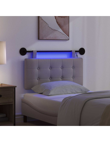 Testiera sospesa Con luce LED Tortora Tessuto