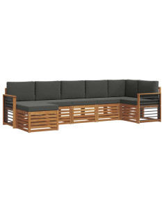 Set divani 7 pcs Naturale e Antracite Legno di Acacia Massello 2