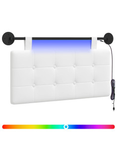 Testiera sospesa Con luce LED Bianco Tessuto 2