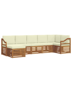 Set divani 7 pcs Naturale e Crema Legno di Acacia Massello 2