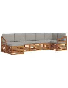 Set divani con cuscino 7 pcs Grigio Naturale e Chiaro 2